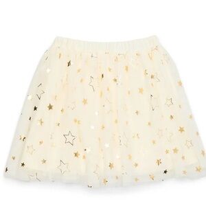 🔴3/$12 Holiday Time Cream Sequin Embellished Mesh Skirt! NWT! Size Medium (7-8)